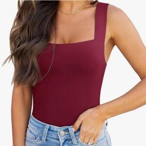 ReoRia Square Neck Burgundy Top
